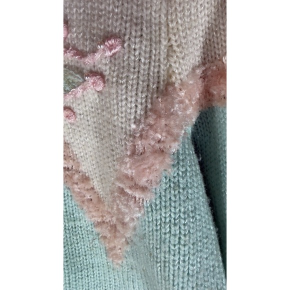 Rare Jaclyn Smith Vintage Sweater Chunky Beaded 80's White Blue Pink Small - Picture 9 of 16
